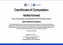 Data Science & Analytics Certification By Mohd Ahmed from HP
