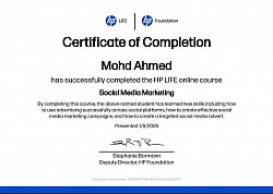 Social Media Marketing  Certification By Mohd Ahmed From HP
